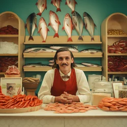 una imagen surrealista de un pescadero polaco de los años 50 4