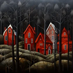 cuatro casas rojas en el bosque 3