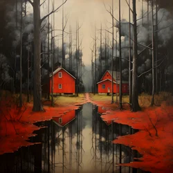 dos casas rojas en el bosque 2