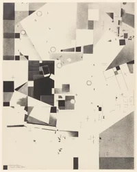Sin título, nº 1 de 6 del portafolio Merz 3. Kurt Schwitters 6 litografías. Carpeta Merz. Primer portfolio de la editorial Merz (Merz 3. Kurt Schwitters 6 lithos. Merz Portfolio. First Portfolio of the Merz Publisher)