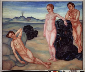 Un sueño. Pintura de Kuzma Sergeevich Petrov Vodkin (Petrov-Vodkin) (Kouzma Petrov Vodkin) (Petrov-Vodkin) (1878-1939), óleo sobre lienzo