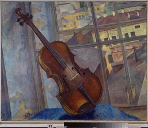 Violín. Pintura de Kuzma Sergeyevich Petrov Vodkin (Petrov-Vodkin) (Kouzma Petrov Vodkin) (Petrov-Vodkin) (1878-1939), óleo sobre lienzo