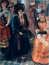 En un café. Pintura de Kuzma Sergeevich Petrov Vodkin (Petrov-Vodkin) (Kouzma Petrov Vodkin) (Petrov-Vodkin) (1878-1939), óleo sobre lienzo