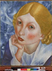 El retrato de Ría. Pintura de Kuzma Sergeevich Petrov Vodkin (Petrov-Vodkin) (Kouzma Petrov Vodkin) (Petrov-Vodkin) (1878-1939), óleo sobre lienzo