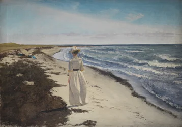 Dama en la playa de Karrebæksminde, Zelanda