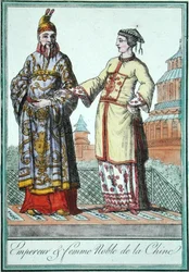 Un emperador chino y una mujer noble, de uno de los estudios de trajes por Jules Grasset de Saint-Sauveur (1757-1810) 1796