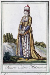 Mujer esclava mahometana - en “Encyclopédie des voyages” de J. Grasset St Sauveur, ed. Deroy, París