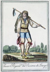 Joven campesino de los alrededores de Limoges - en "Enciclopedia de Viajes" por J. Grasset St Sauveur, Deron, París
