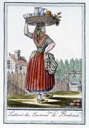 Lechera de los alrededores de Burdeos - en Encyclopédie des voyages por J. Grasset St Sauveur, Deron, París