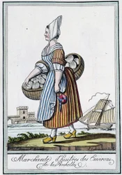 Comerciante de ostras de los alrededores de La Rochelle (Charente Maritime) - en “Encyclopédie des voyages” de J. Grasset St Sauveur, Deron, París
