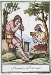 Campesinos peruanos - en Encyclopedia of Travels por J. Grasset St Sauveur, ed. París
