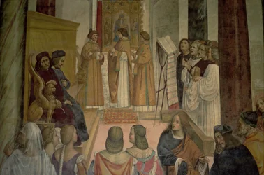 Escena coral, de la vida de San Benito