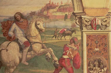 Hombre a caballo, de la Vida de San Benito