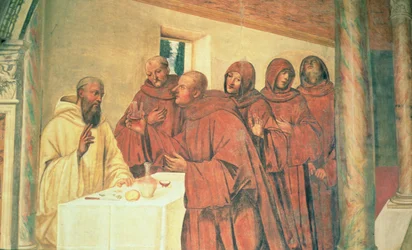 Tomando la comunión, de la vida de San Benito