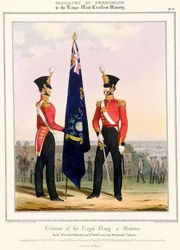 Traje de la Royal Navy  Marines. Marines Reales (Subalternos) 2d. Lt., c.1832 (litografía coloreada)