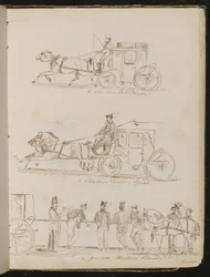Estudios de "un conductor de cab de Londres", "un conductor de Cittadine - Génova" y "un puesto de Cittadine de Génova", fechado "26 de junio de 1861"