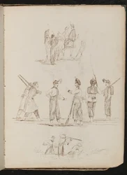 Estudio de soldados y caballos