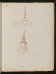 Dos estudios arquitectónicos de monumentos, ubicación anotada como "Avignon - Francia"