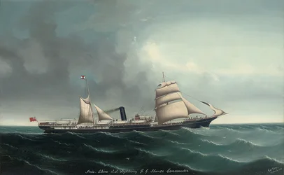 El vapor de Indochina Lightning bajo vela y vapor, 1892