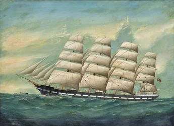 El barco de cuatro mástiles Romsdal surcando las olas