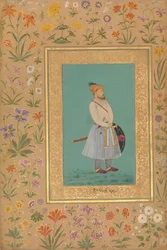 Retrato de Qilich Khan Turani, Folio del Álbum Shah Jahan, recto: ca. 1640, verso: ca. 1530-50