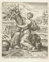 Verano: Ceres con una cornucopia Las cuatro estaciones (título de la serie)