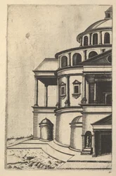 Vista parcial de un edificio [Templum Isaiae Prophetae] de la serie 