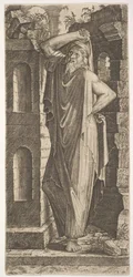 San Felipe, de pie con su mano izquierda en la cadera y su mano derecha descansando en su cabeza, 1545