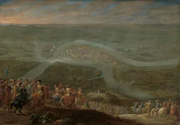 El rey Luis XIV y su séquito en el asedio de Schenkenschans, c.1675 (óleo sobre lienzo)