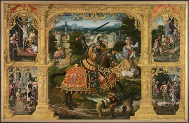 Leyenda de San Jorge (óleo sobre tabla)