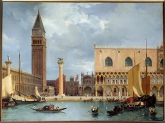 Vista de parte del Palacio Ducal y la Piazzetta de Venecia