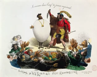 «Hernani Sublime, un plato romántico», caricatura de Hernani de Victor Hugo (1802-85), hacia 1830