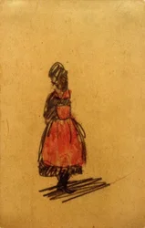 Sin título (Mujer de pie con delantal rojo)