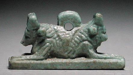 Amuleto de león con cabeza de toro, Período Saíta, 715-656 a.C.