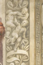 Putti, decoraciones alrededor de las ventanas