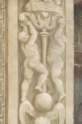 Putti, decoraciones alrededor de las ventanas