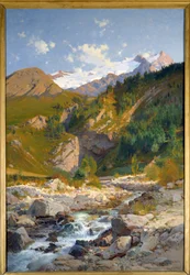 El torrente tiene Chavalchere, el glaciar Tabuchet y el paisaje de la montaña Meije. Pintura de Laurent Guetal (1841-1892) 1888 Grenoble, Museo de Bellas Artes