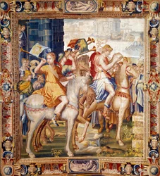 Heraldo a caballo. Cortina de la Historia de Artemisa