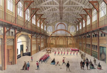 El gimnasio en la rue des Martyrs, París, fundado por Eugene Paz en 1866