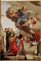 Asunción de Santa María, apóstoles mirando la tumba vacía (pintura sobre lienzo)