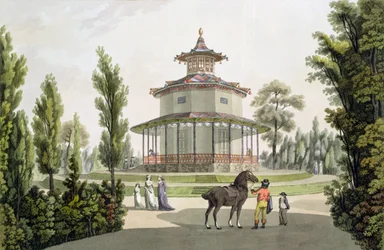 Vista de la Casa de Verano China, Palacio de Lichtenstein en Eisgrub, grabado por Johann Ziegler, 1792
