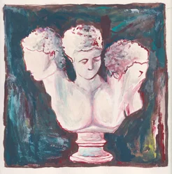 Tres cabezas, c.2019 (acrílico sobre papel acuarela)