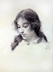 Estudio de retrato de Miss Raven-Hill