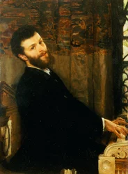 Retrato del cantante George Henschel tocando el piano de Alma-Tadema, Townshend House