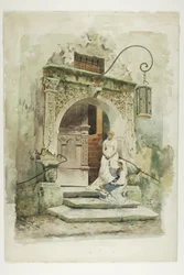 Dos mujeres en una puerta