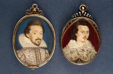 Izquierda: Retrato de un joven por Lawrence Hilliard, c.1620. Derecha: Retrato de un joven por Nicholas Hilliard (1547-1619), c.1585