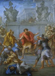 El emperador Claudio impidiendo el asesinato de sus atacantes (óleo sobre lienzo)