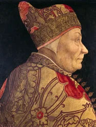 Retrato del dux Francesco Foscari (1373-1457), pintura de Lazzaro Bastiani (1429-1512), óleo sobre tabla, 52x41 cm