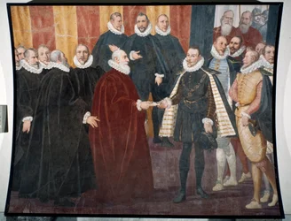 Encuentro del Doge Giacomo Durazzo Grimaldi y el Infante Don Juan de Austria (fresco)
