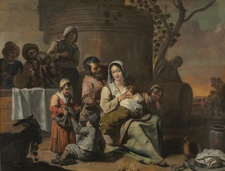 Escena Vintage y Niños Campesinos Bailando, par de pinturas, 1650s